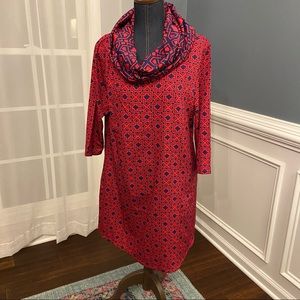 Mud Pie Pink & Navy Clover Print Dress Sz L